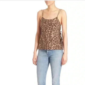 NWT Helmut Lang Silk Leopard Overlay Top sz L